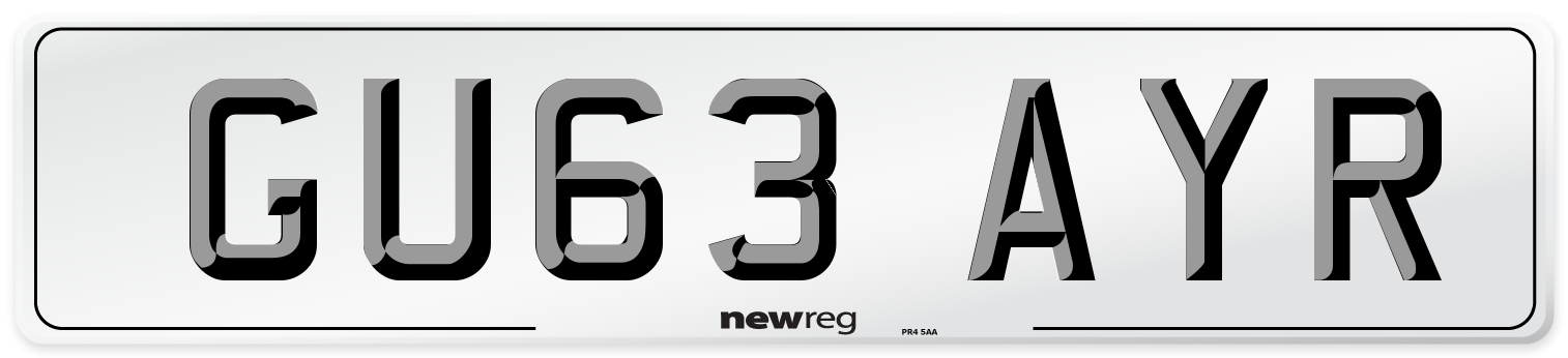 GU63 AYR Number Plate from New Reg